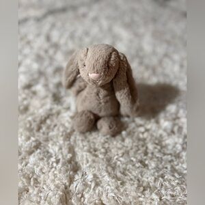 Jellycat Bashful Bunny Oatmeal Tan Pink Nose 8” Plush Mini Rabbit Stuffed EUC